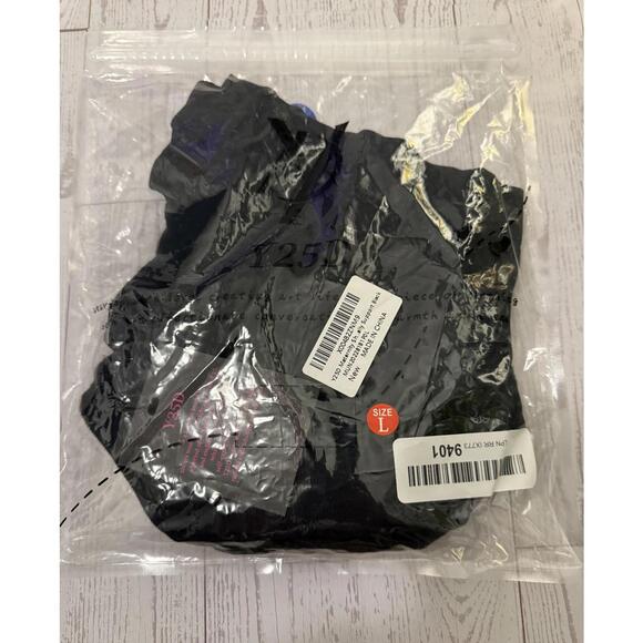 Y25D Black Maternity Support Shorts with Baby Footprint Design‎ Large - Picture 9 of 11